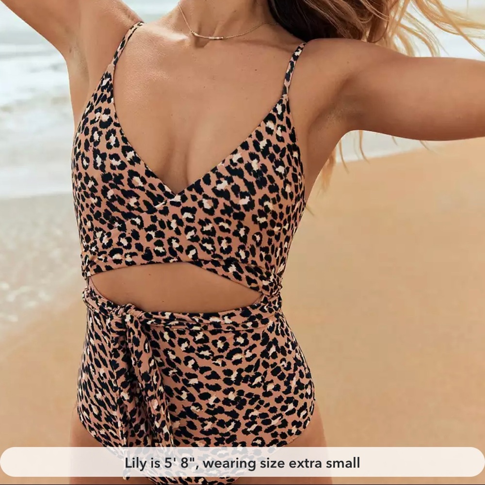 Aerie wrap cheetah one piece swimsuit